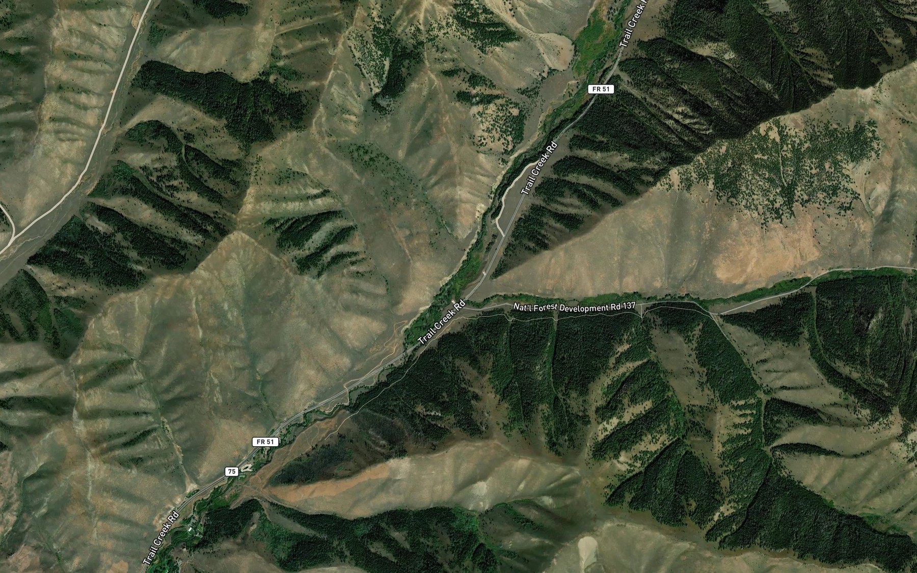 Satellite map of the Corral Creek