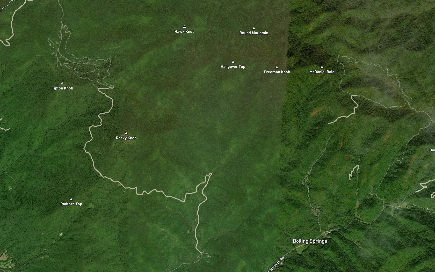 Satellite map of the Mose Creek