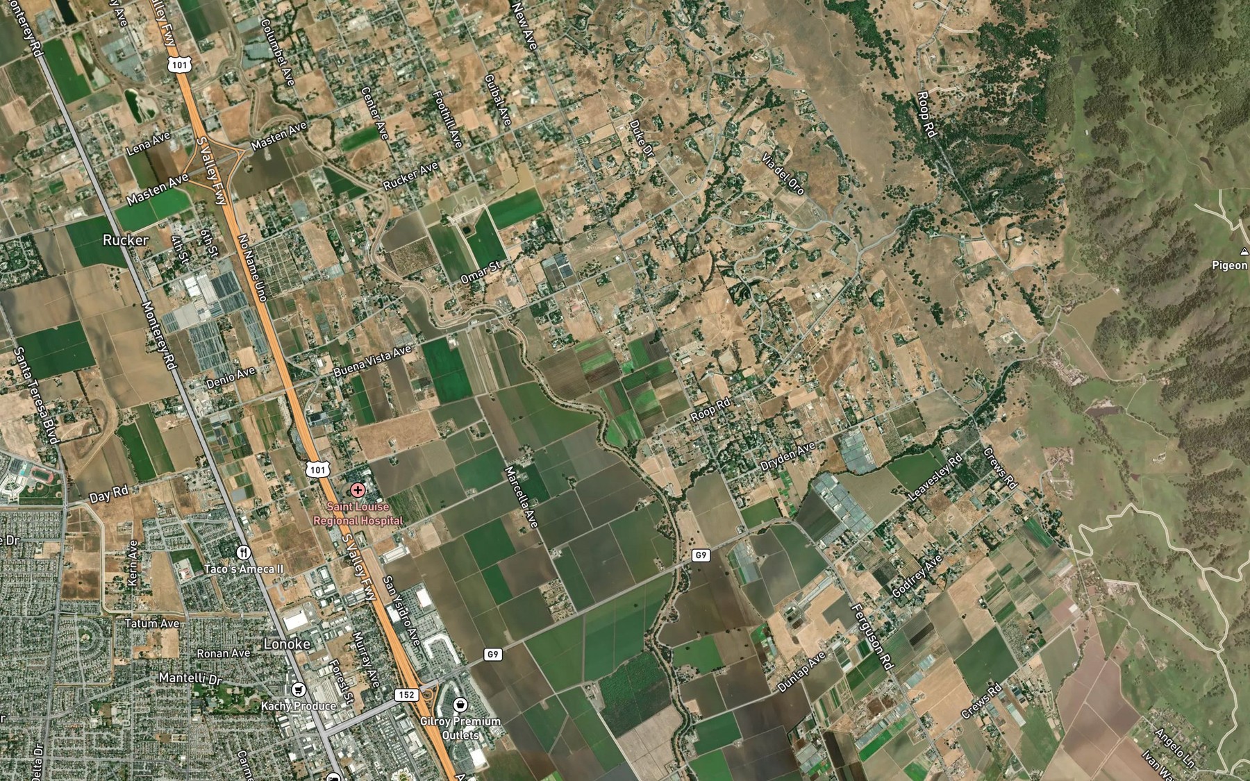 Satellite map of the South Panther Creek