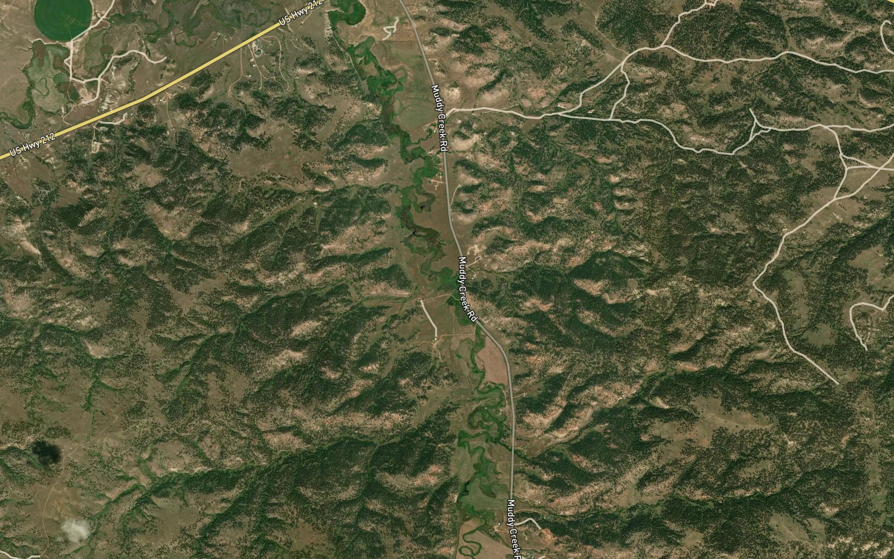 Satellite map of the Muddy Creek