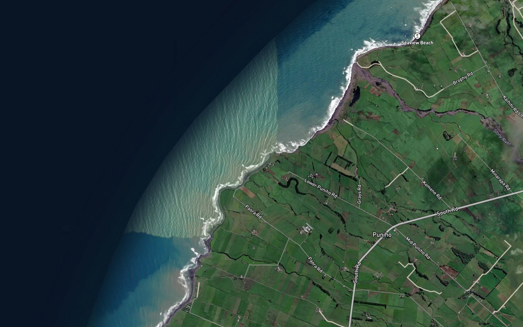Satellite map of the Waitapuae Stream