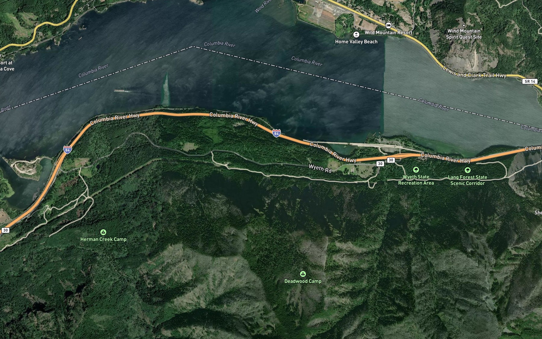 Satellite map of the Grays Creek