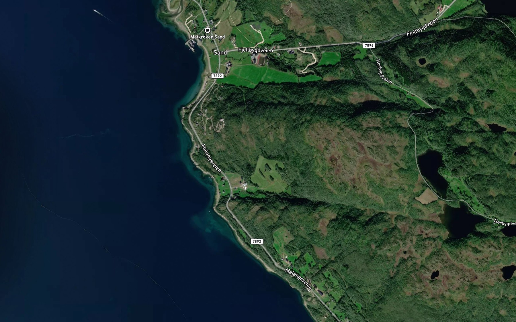 Satellite map of the Sandselva