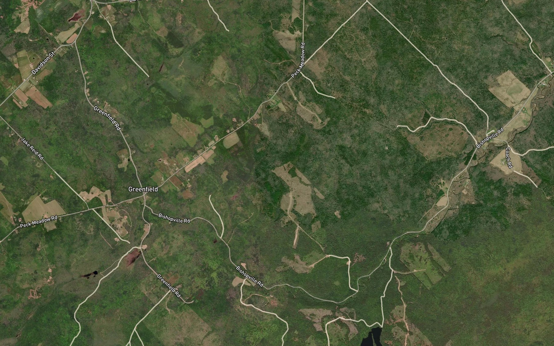 Satellite map of the Thompsons Brook