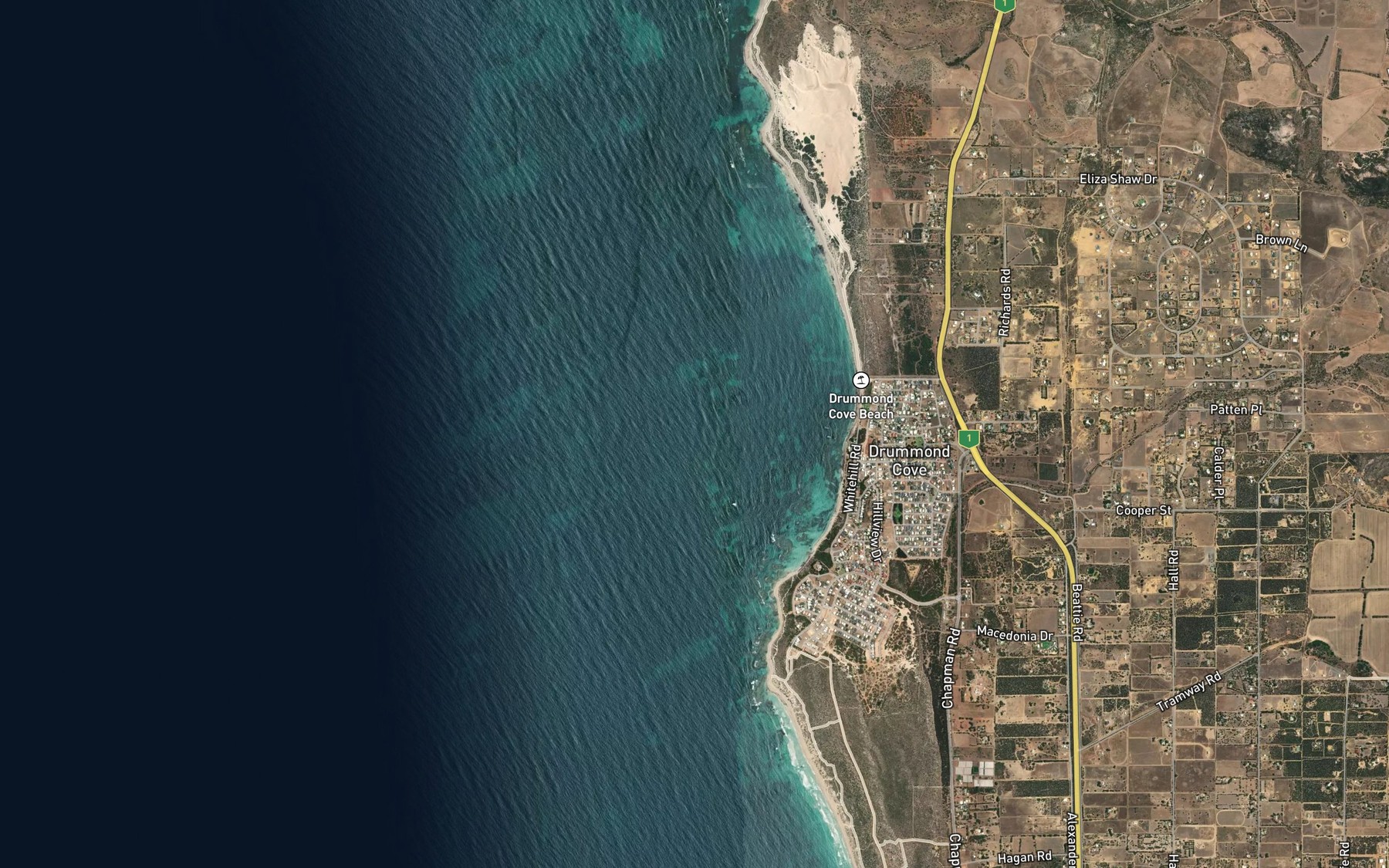Satellite map of the Drummond Cove