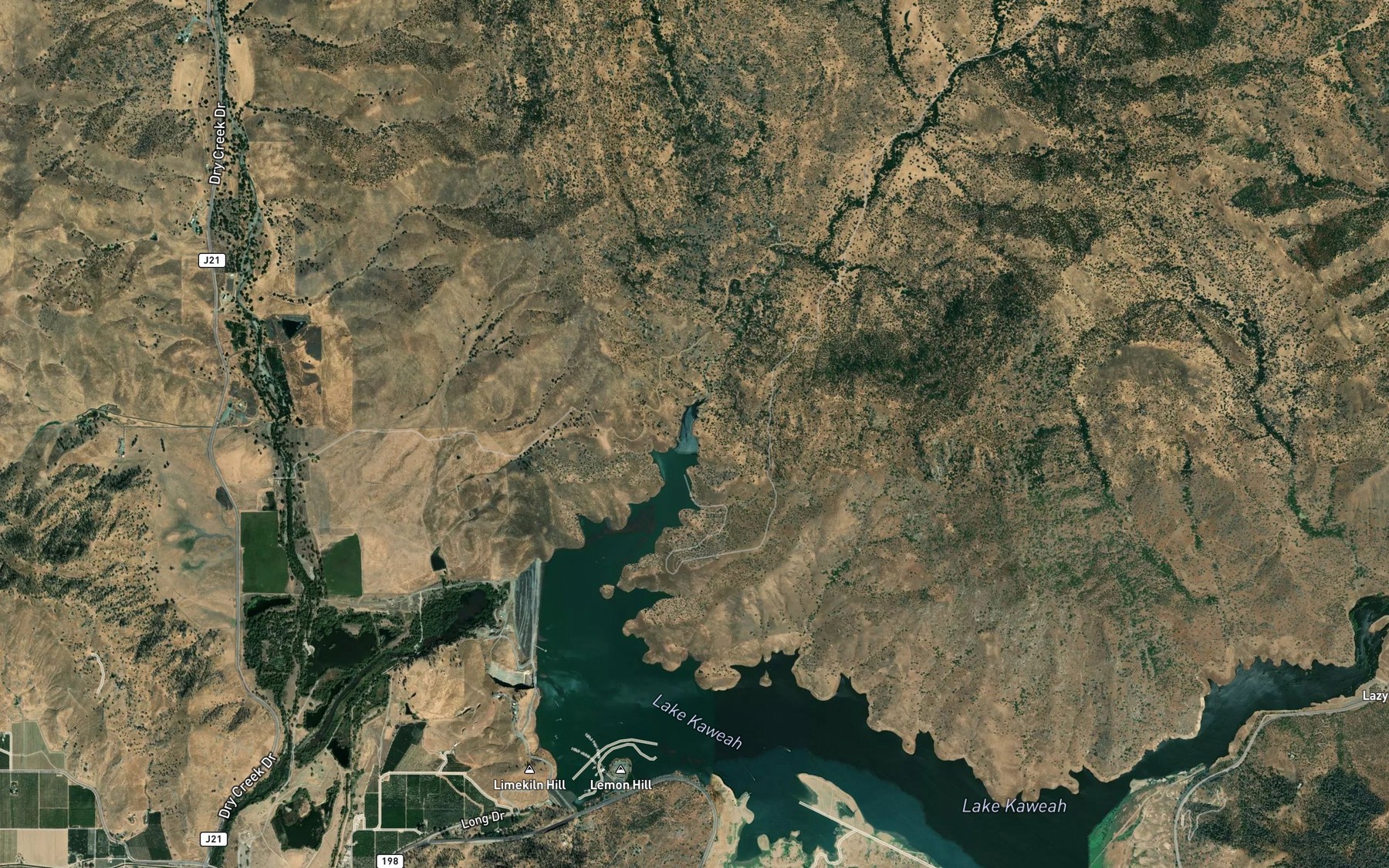 Satellite map of the Greasy Creek