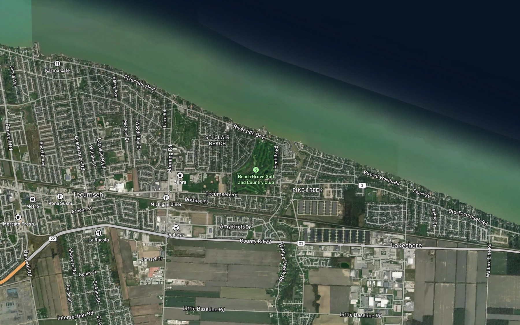 Satellite map of the Pike Creek
