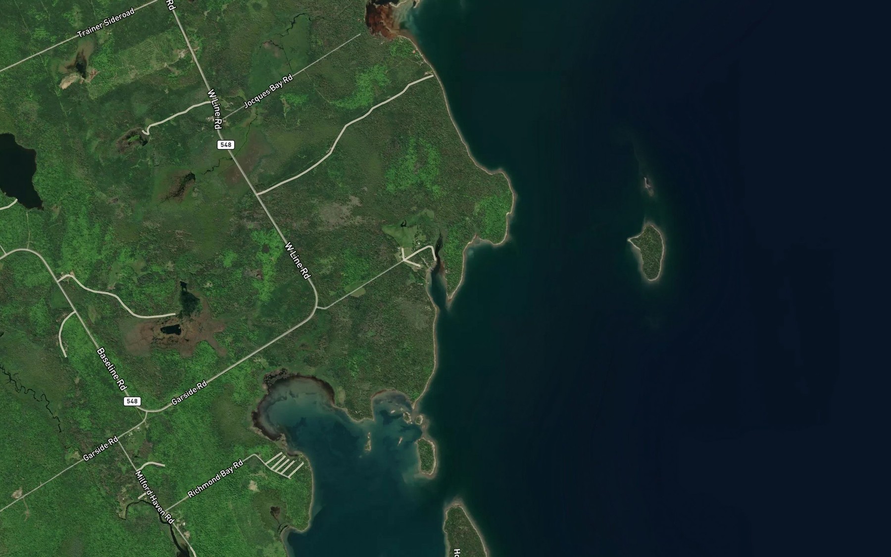 Satellite map of the Garside Bay