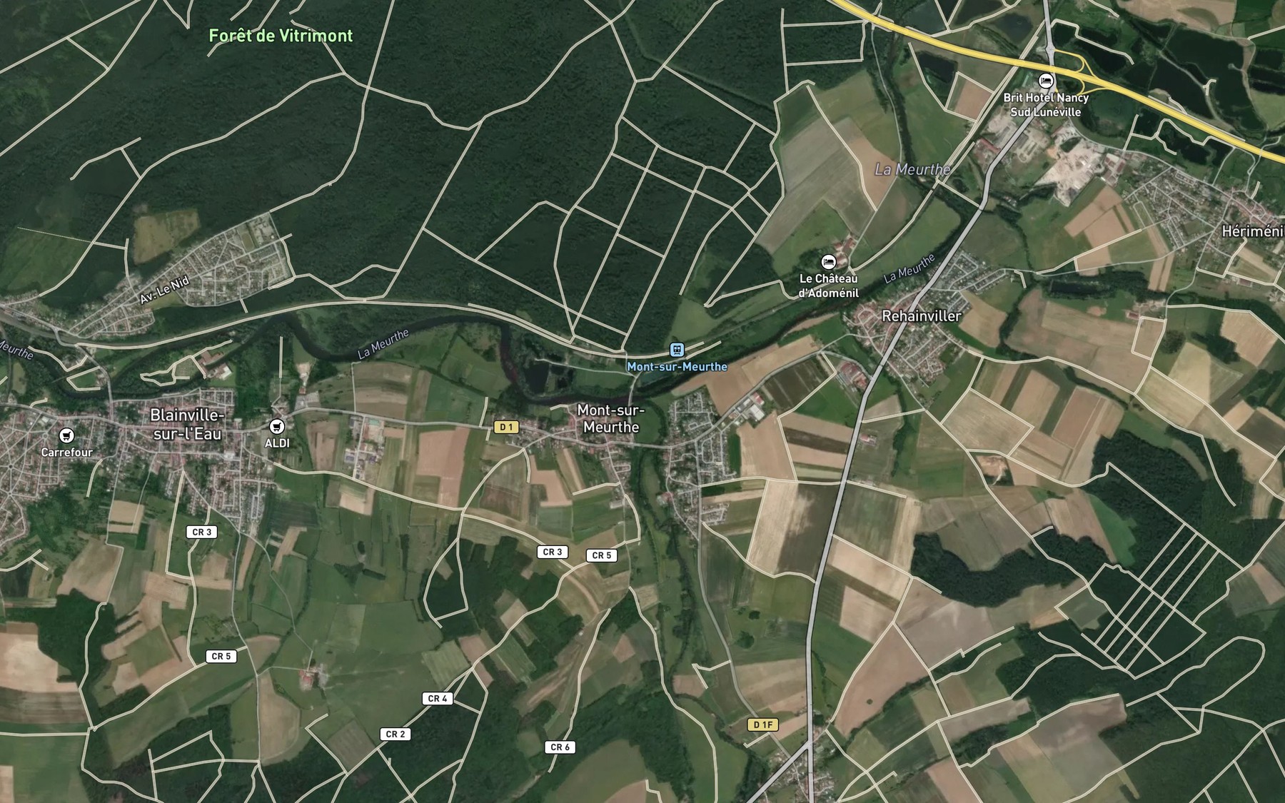Satellite map of the Mortagne