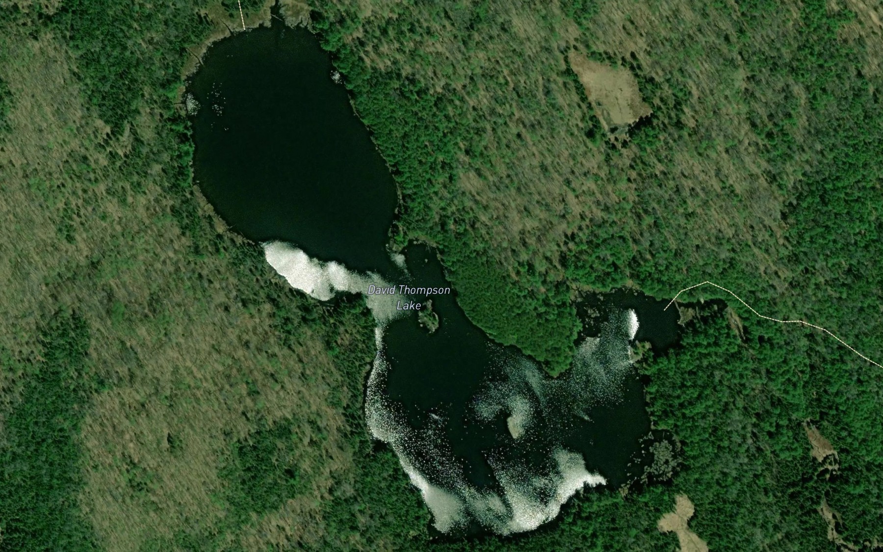 Satellite map of the David Thompson Lake