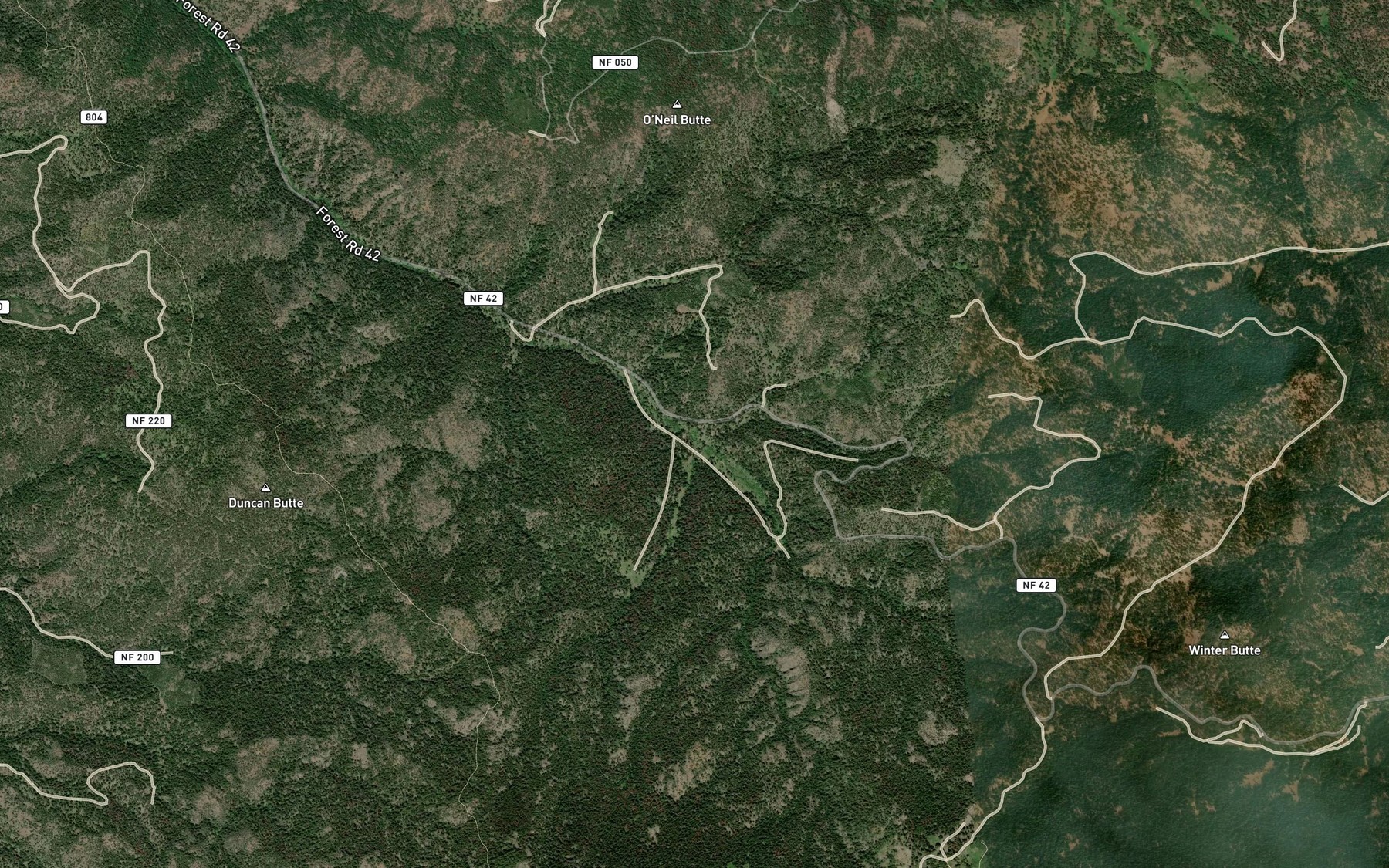 Satellite map of the Peaslee Creek