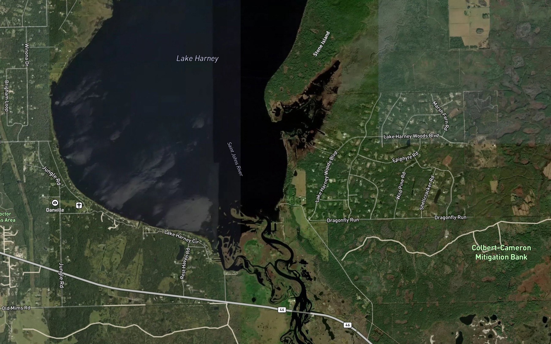 Satellite map of the Raulerson Cove