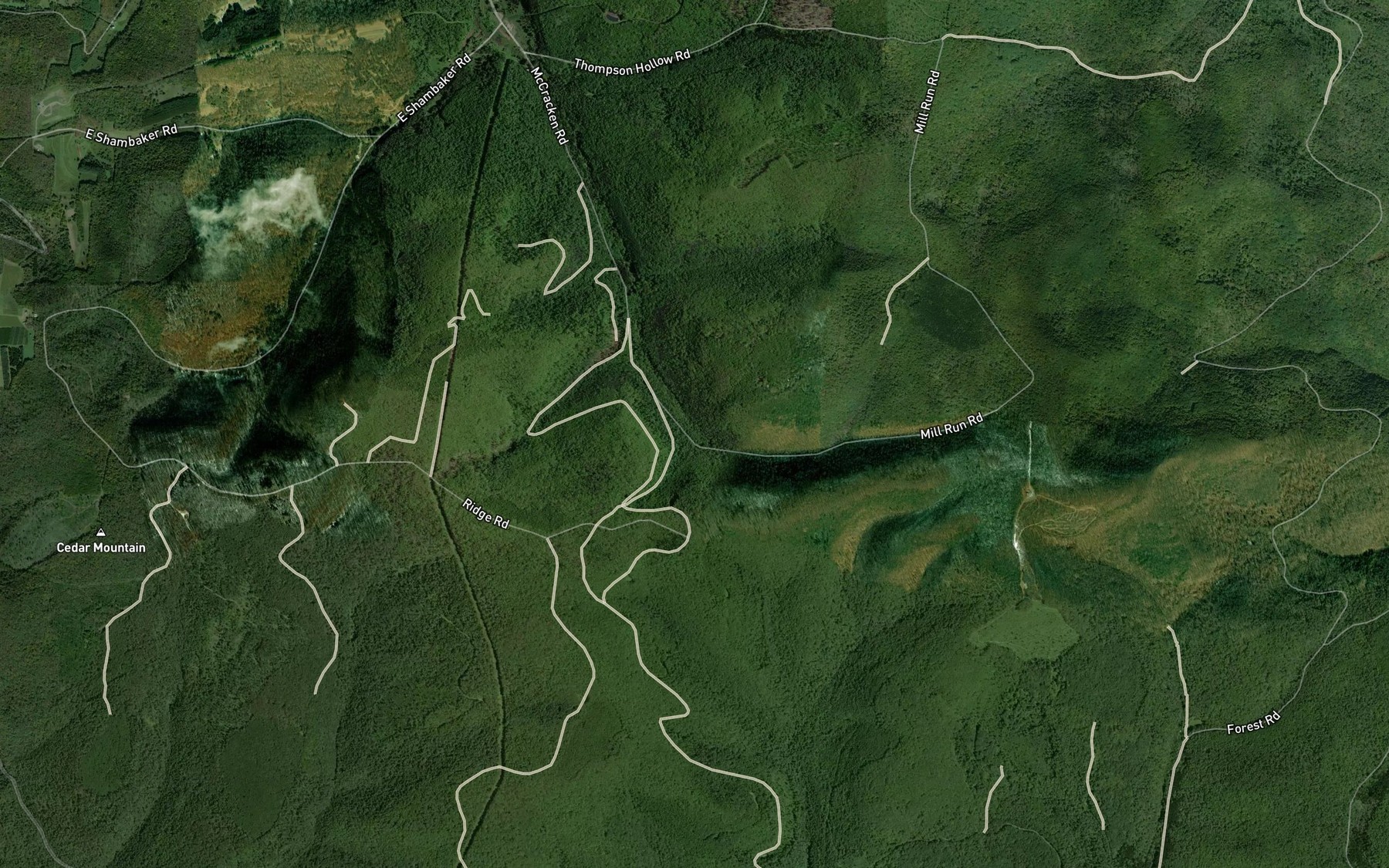 Satellite map of the Mill Run