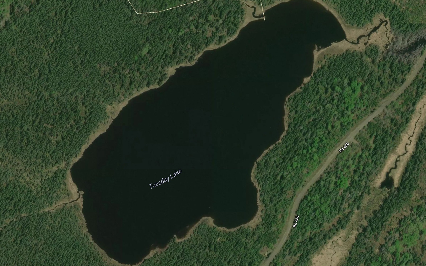 Satellite map of the Tuesday Lake