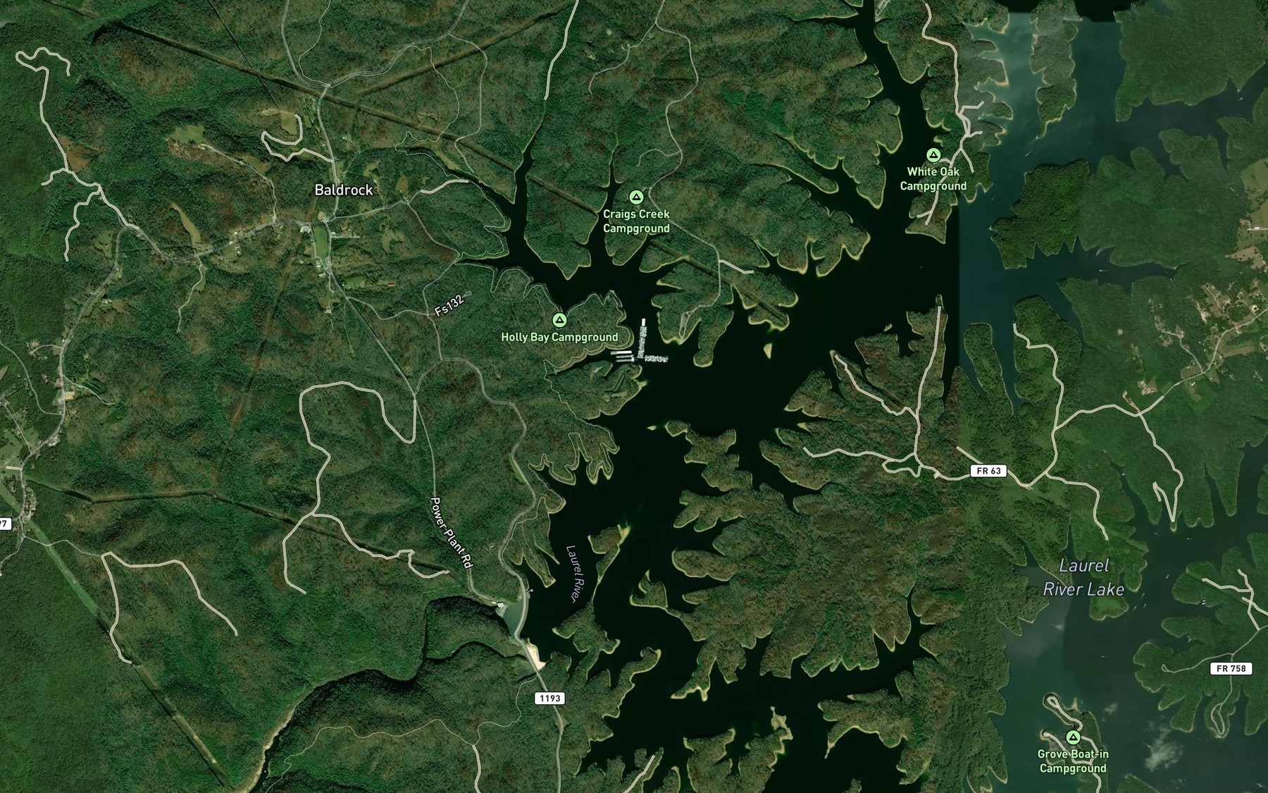 Satellite map of the Holly Bay Marina