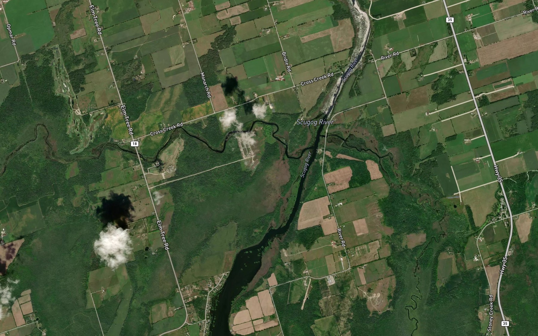Satellite map of the Mariposa Brook