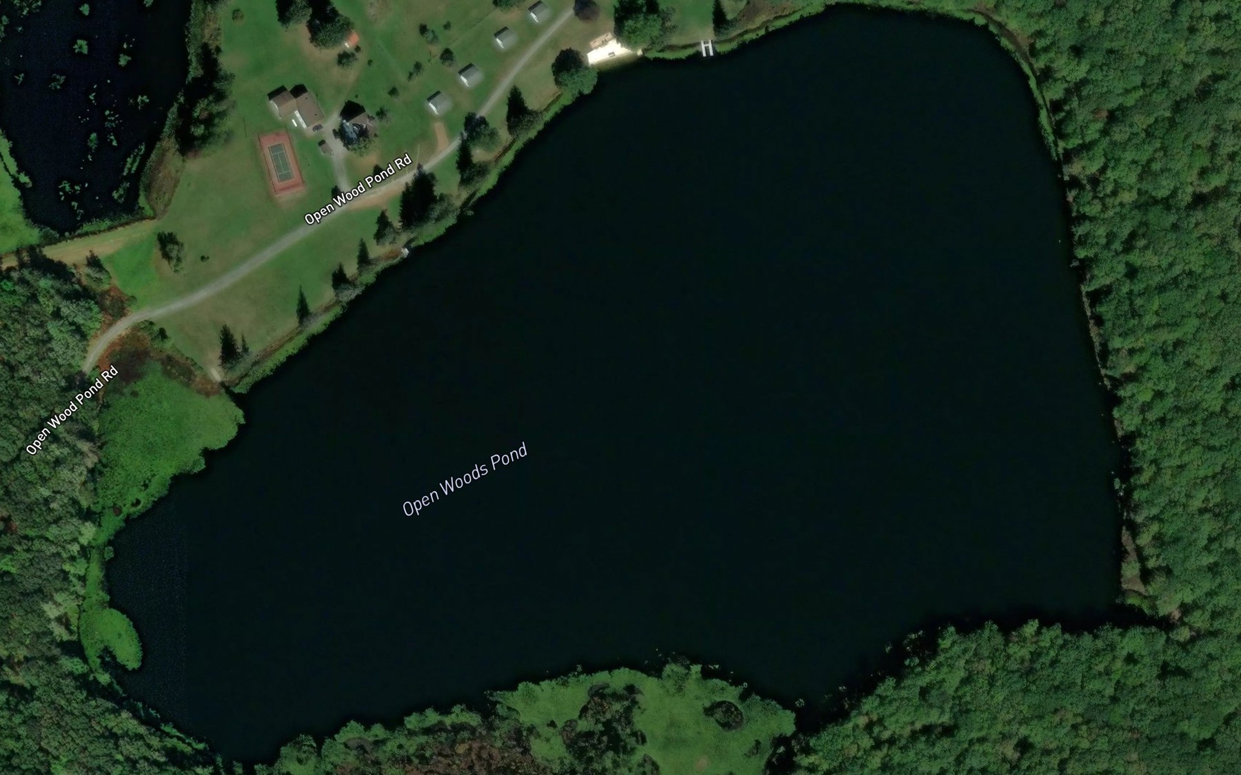 Satellite map of the Open Woods Pond
