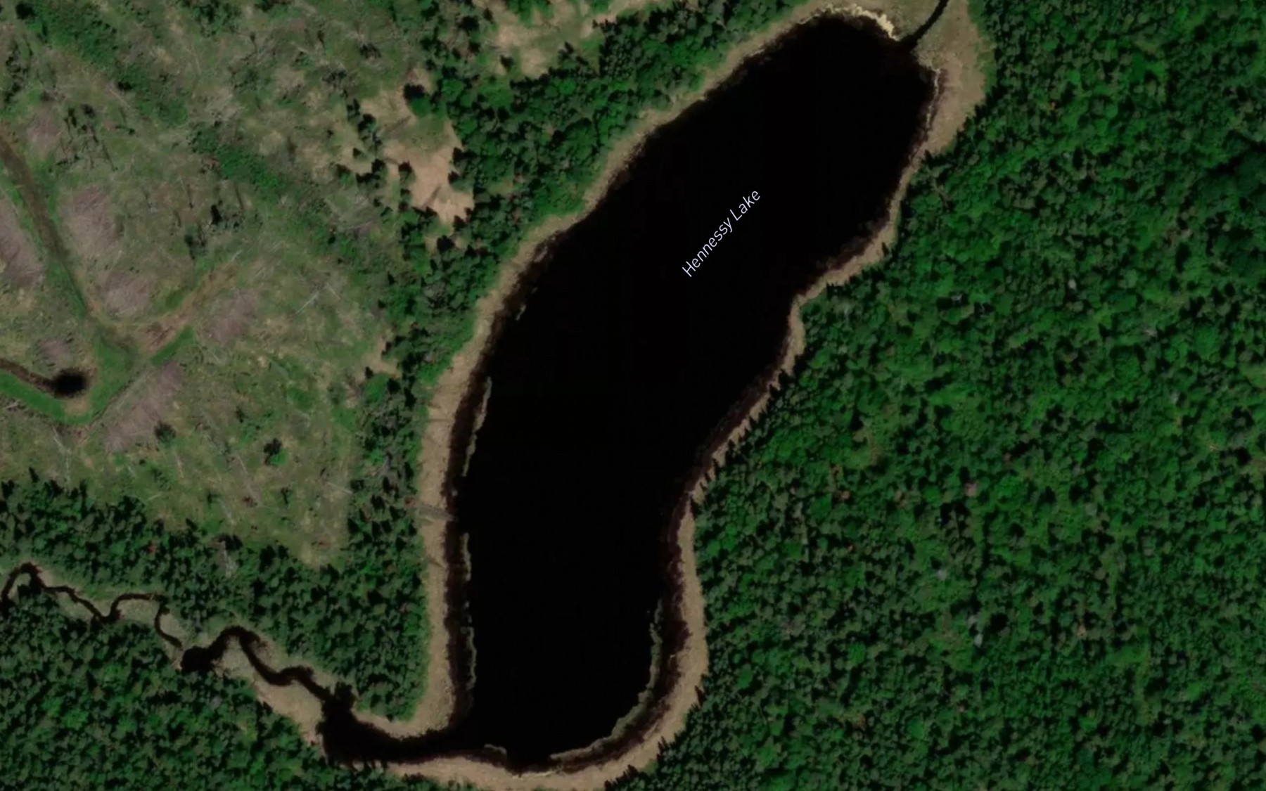 Satellite map of the Hennessy Lake