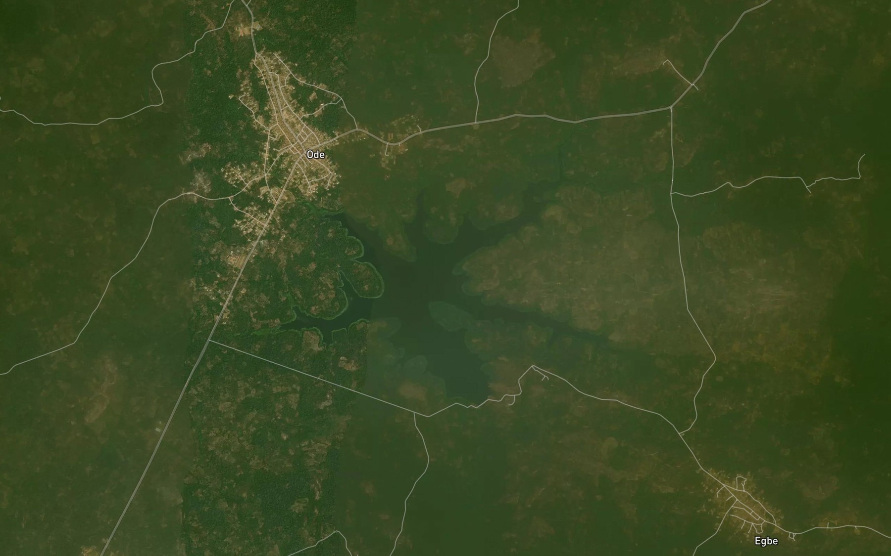 Satellite map of the Egbe Reservoir