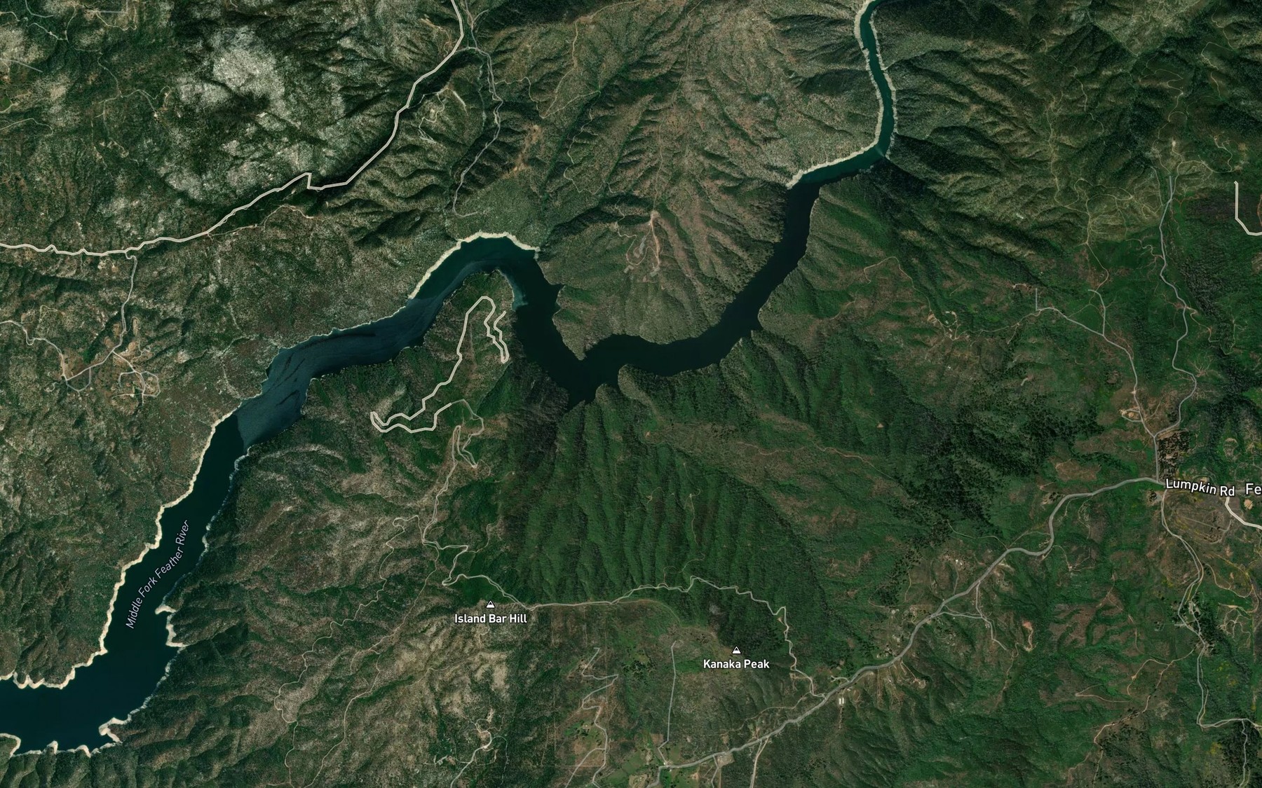 Satellite map of the Kanaka Creek