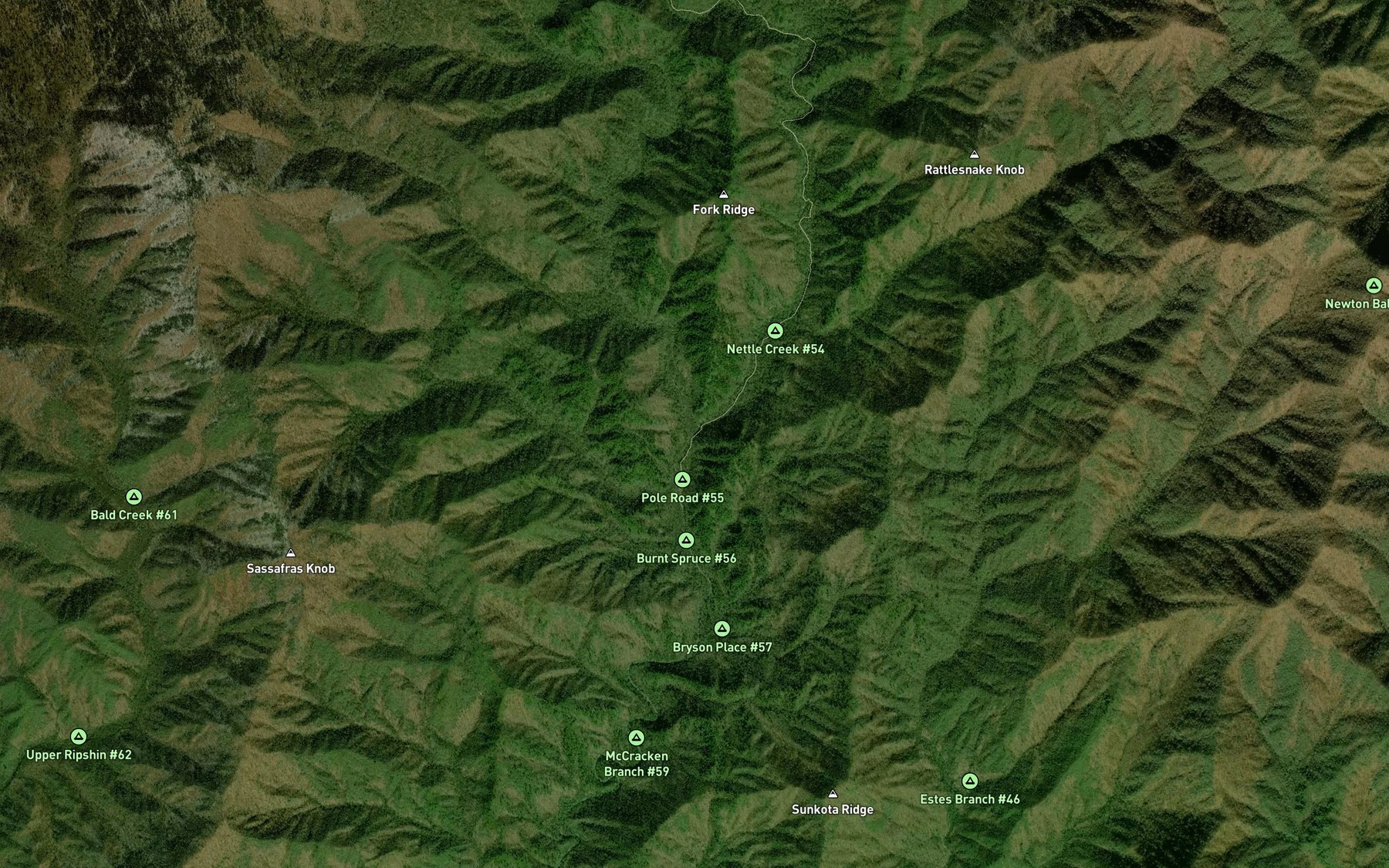 Satellite map of the Left Fork Deep Creek
