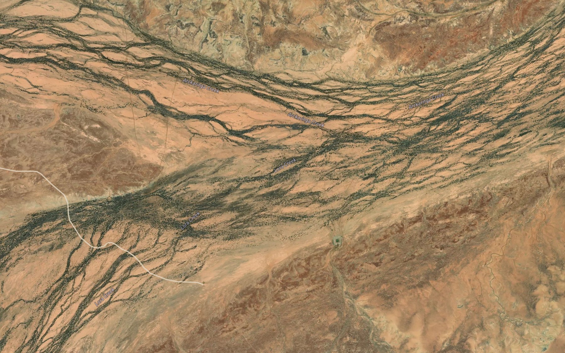 Satellite map of the Lora Creek