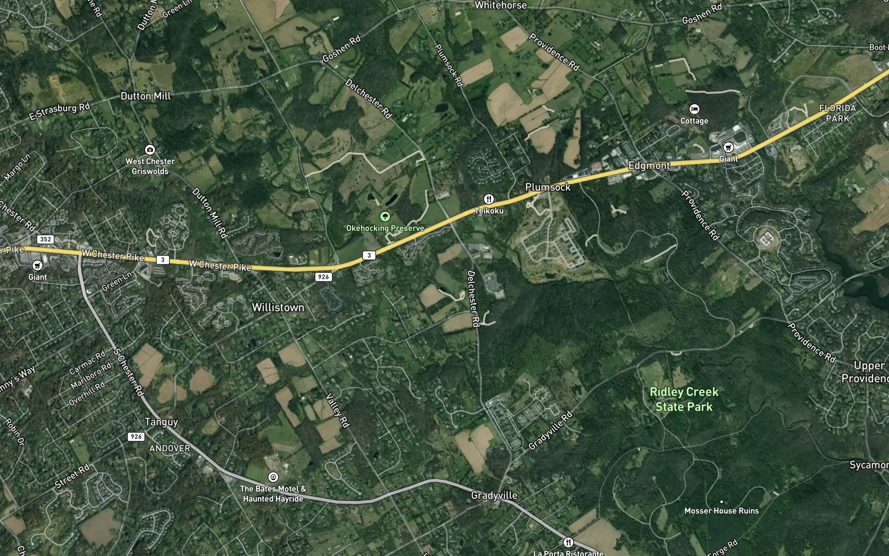 Satellite map of the School House Run