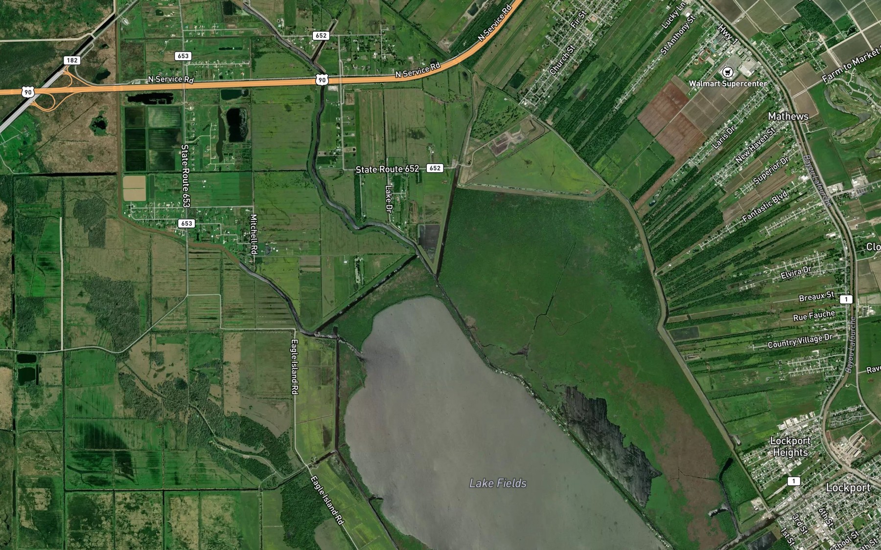 Satellite map of the Bayou Cut Off