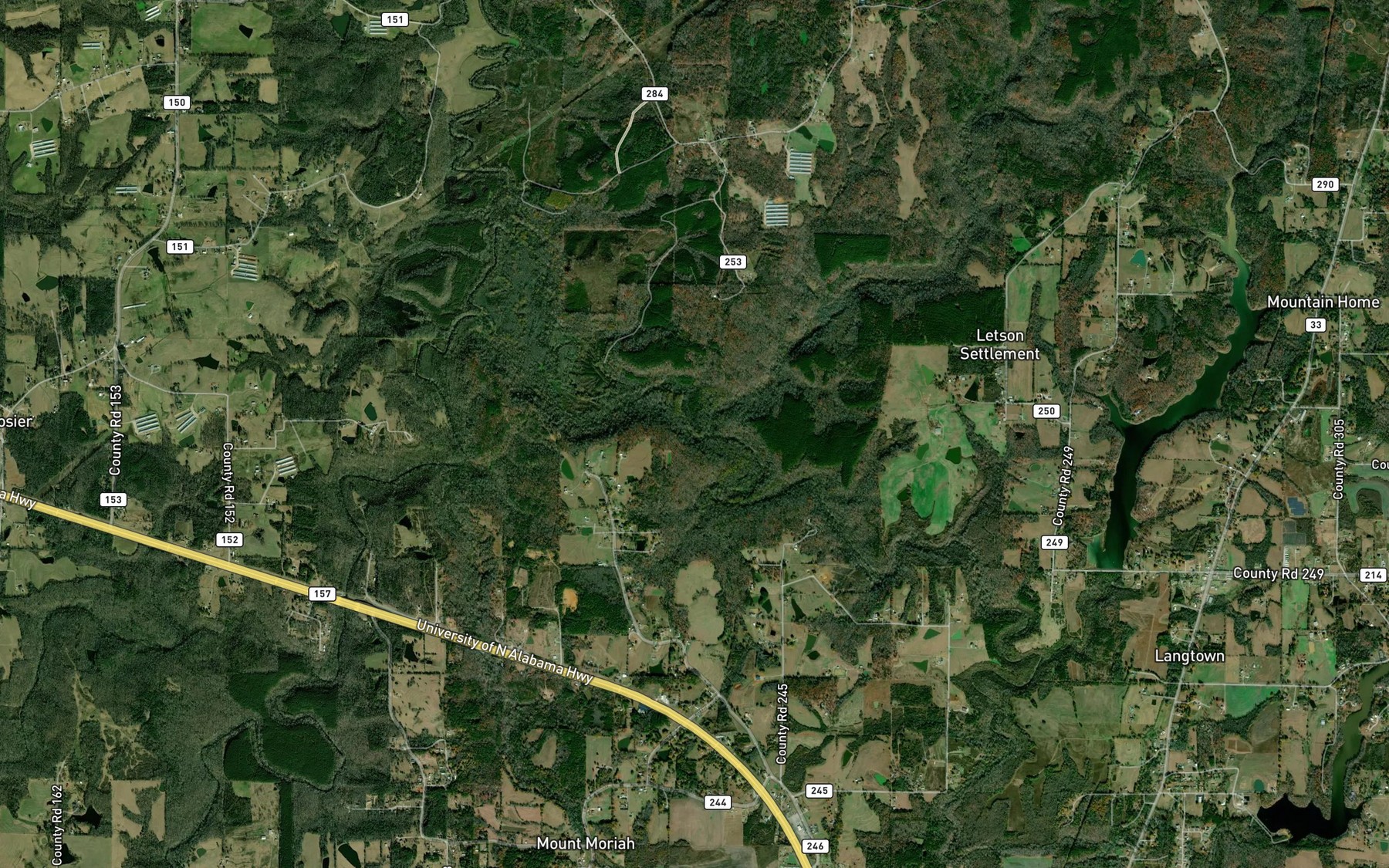Satellite map of the Cane Creek