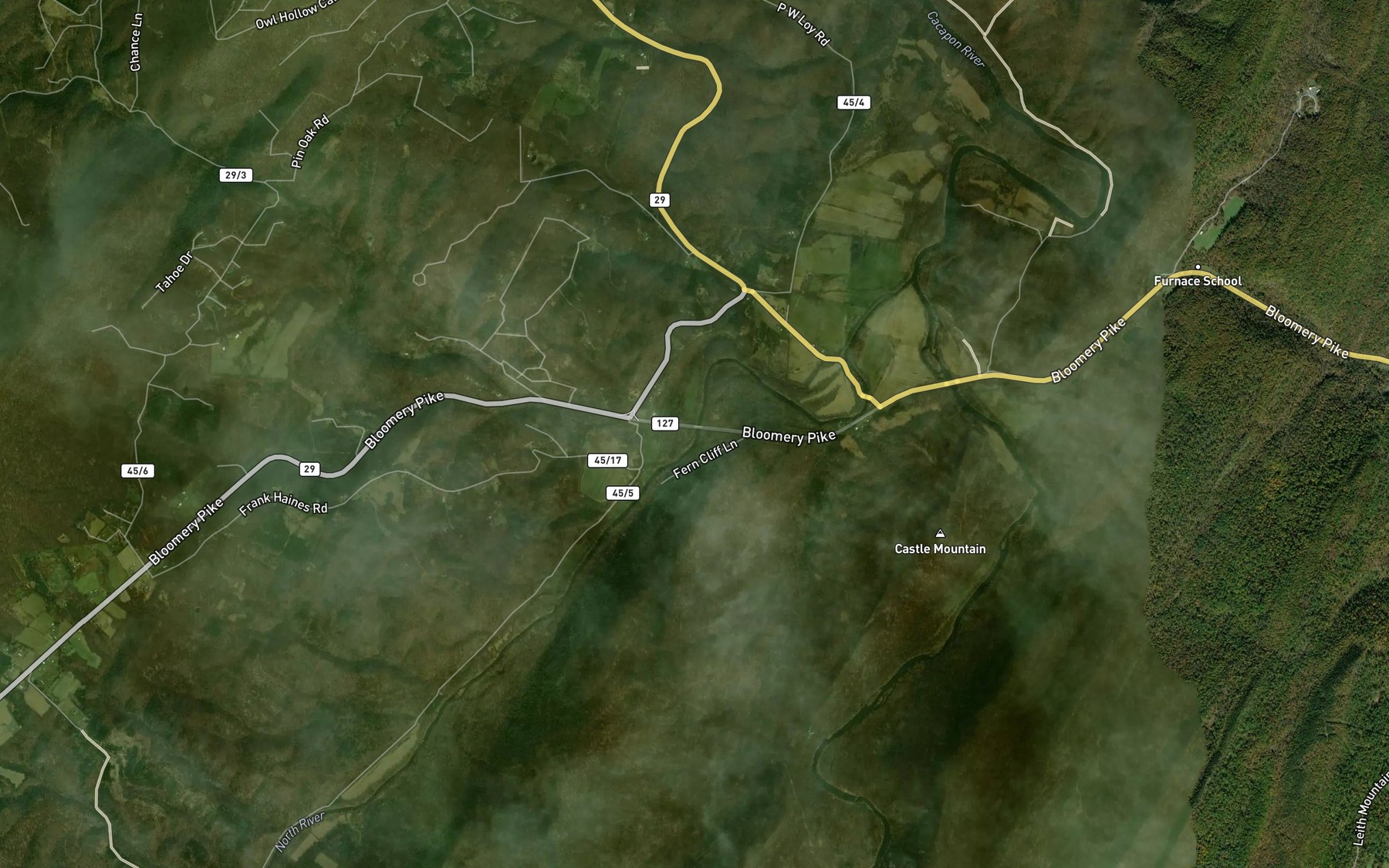 Satellite map of the Crooked Run