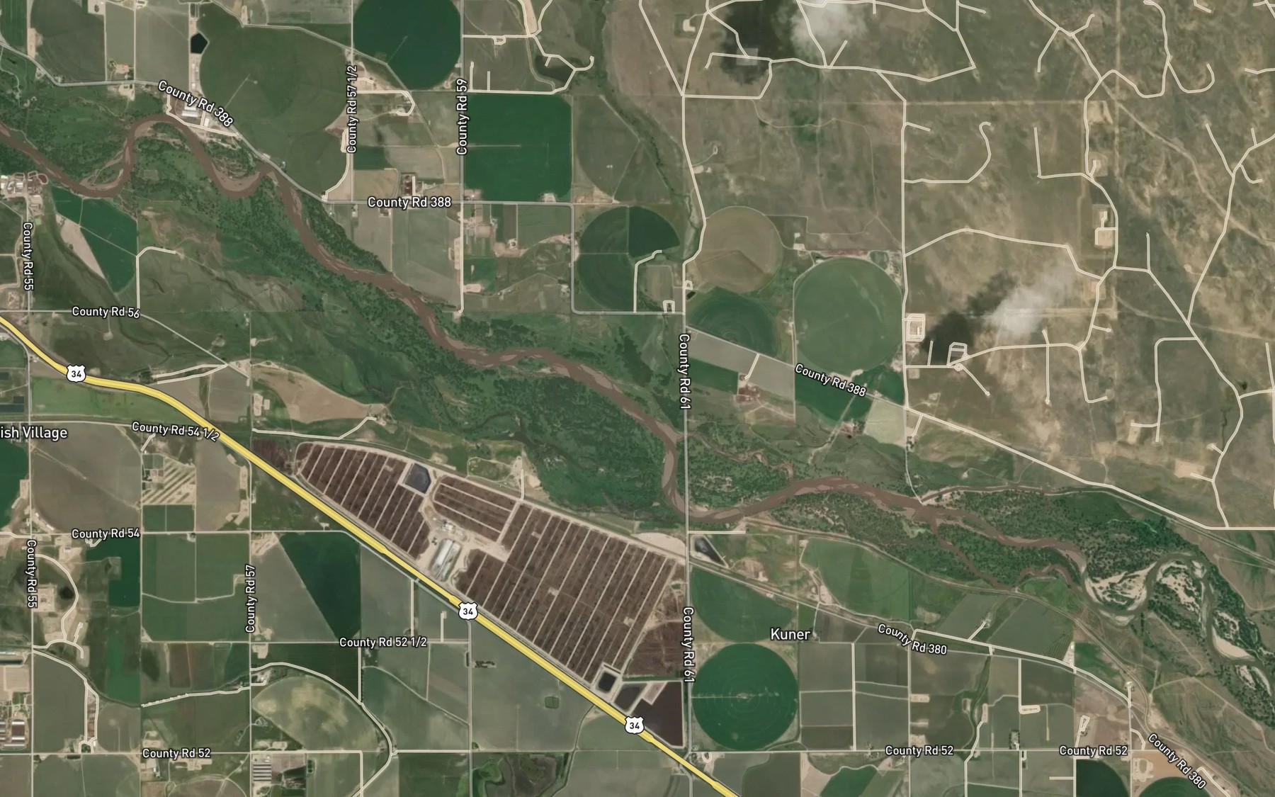 Satellite map of the Crow Creek