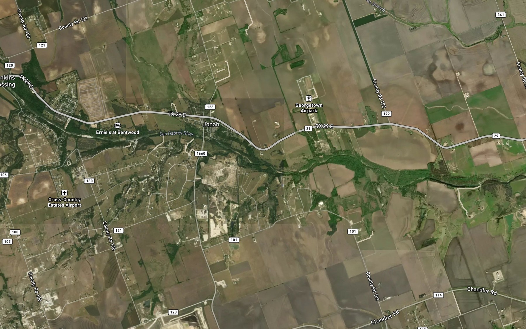 Satellite map of the Mileham Branch