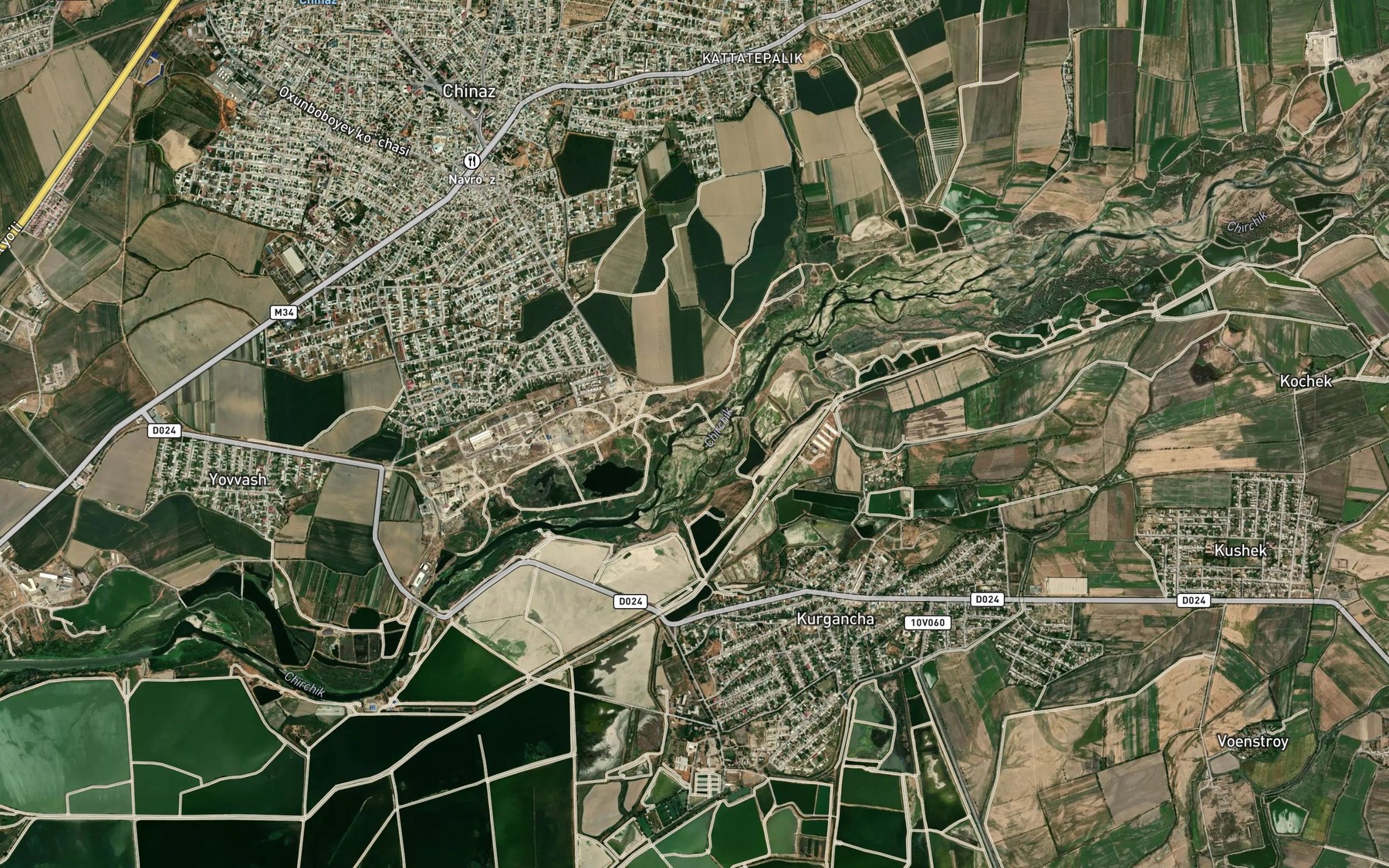 Satellite map of the Qorako`lduk Ariq