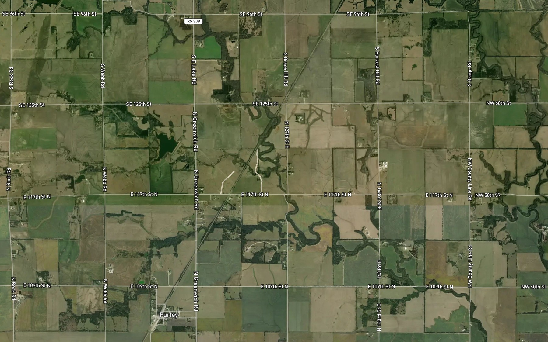Satellite map of the Sand Creek