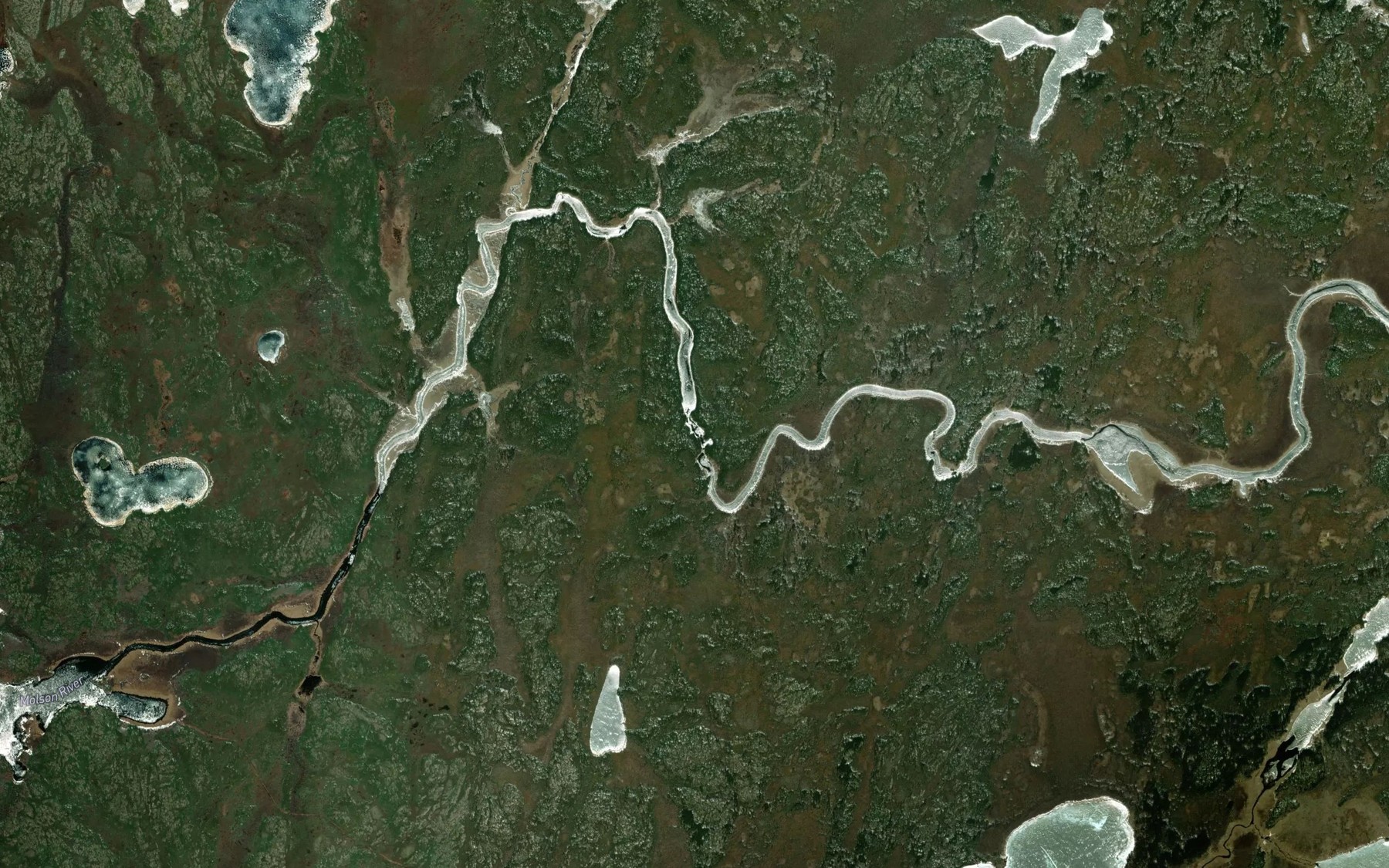 Satellite map of the Ohoomisew Rapids