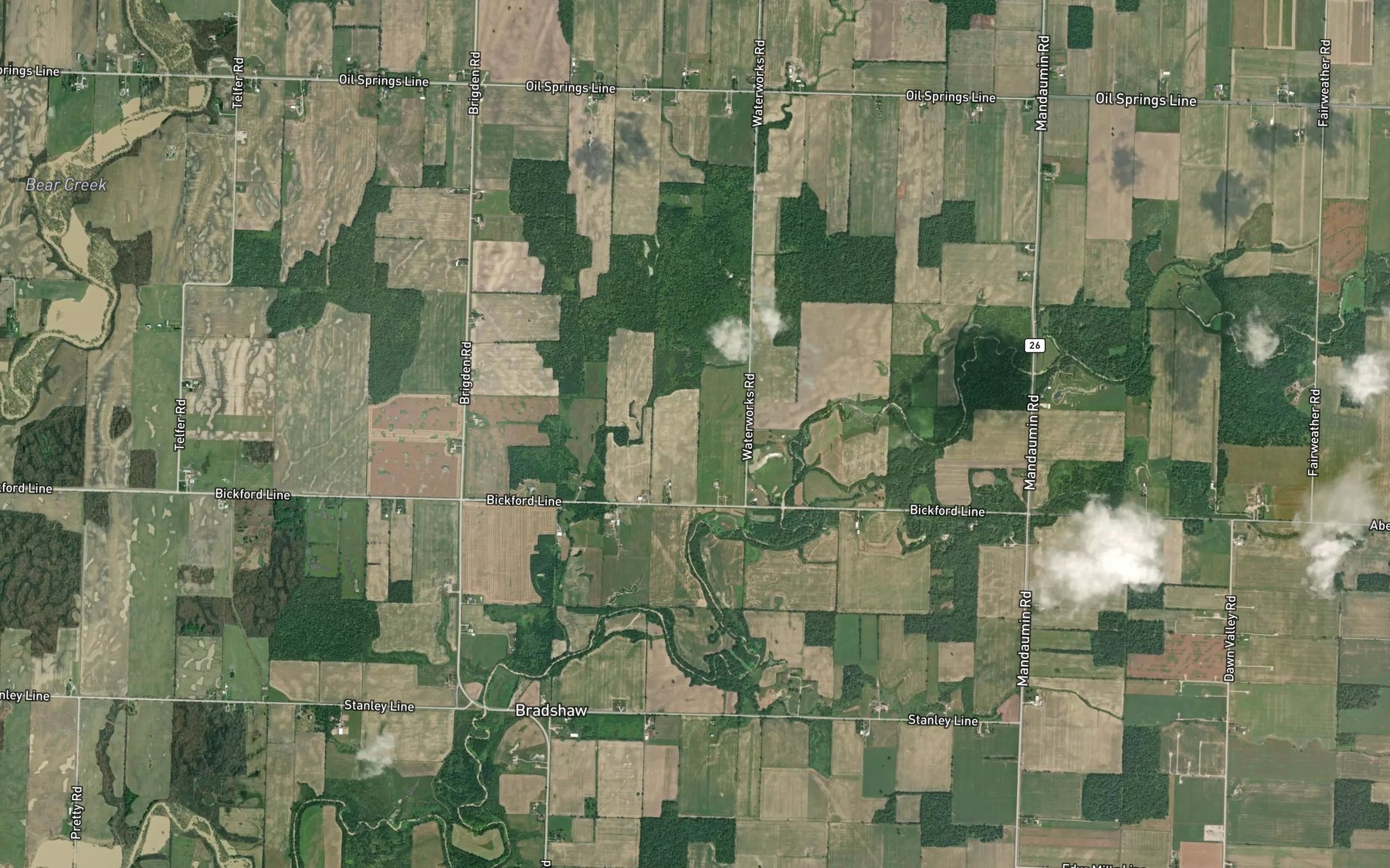 Satellite map of the Crooked Creek