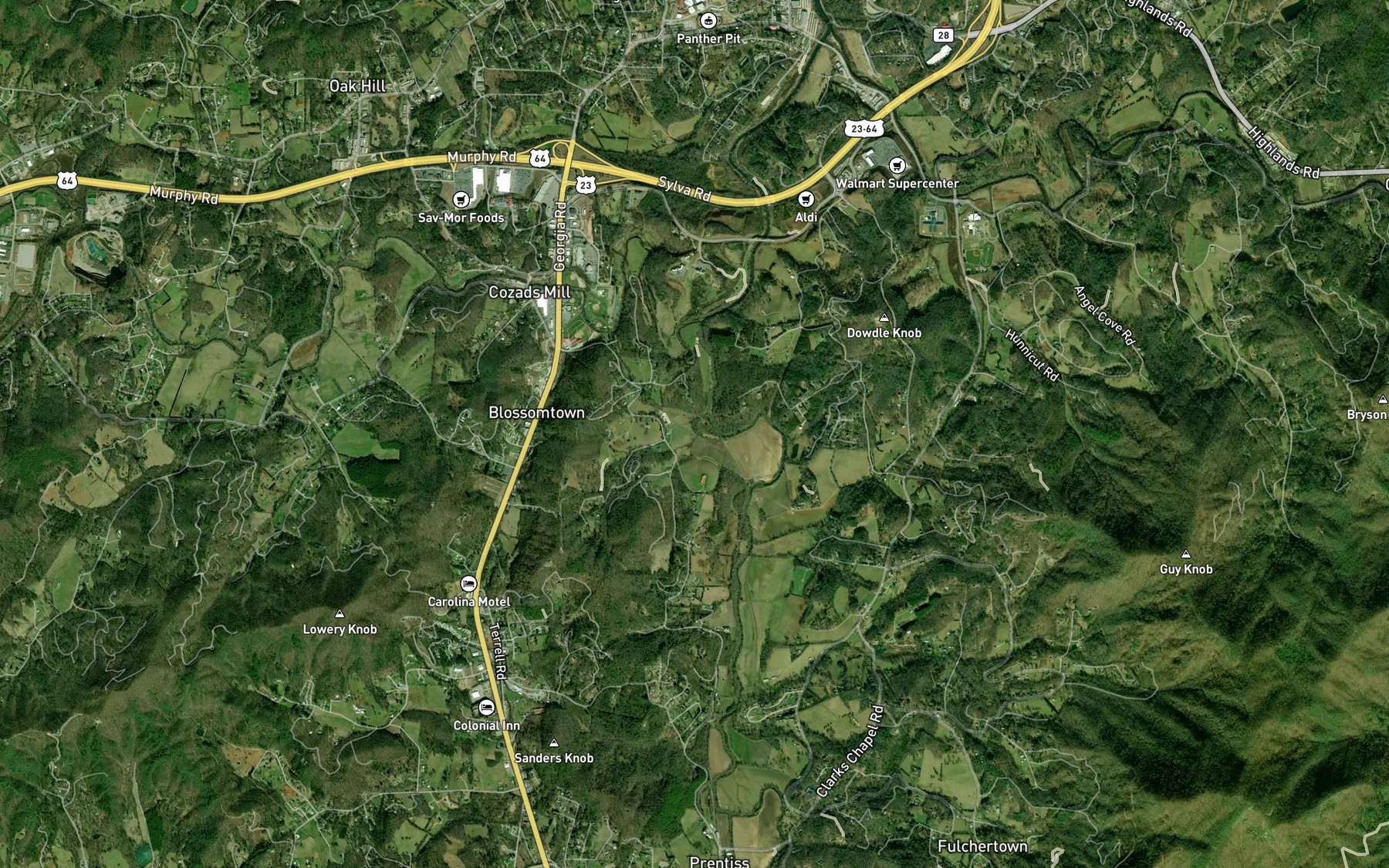 Satellite map of the Gribble Branch
