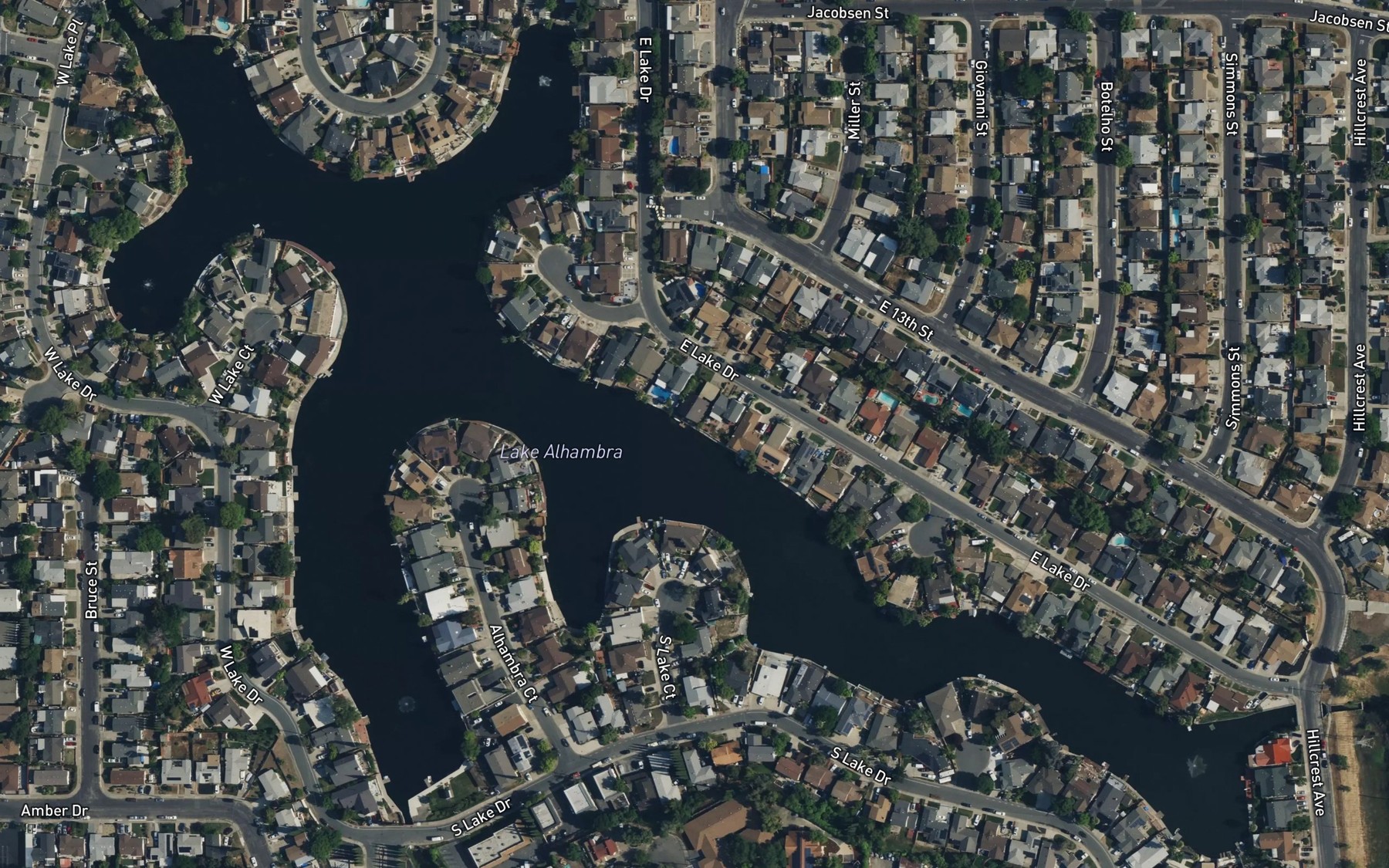 Satellite map of the Lake Alhambra