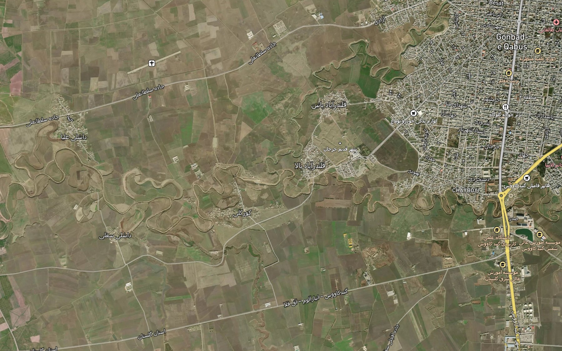 Satellite map of the Rudkhaneh-ye Chay