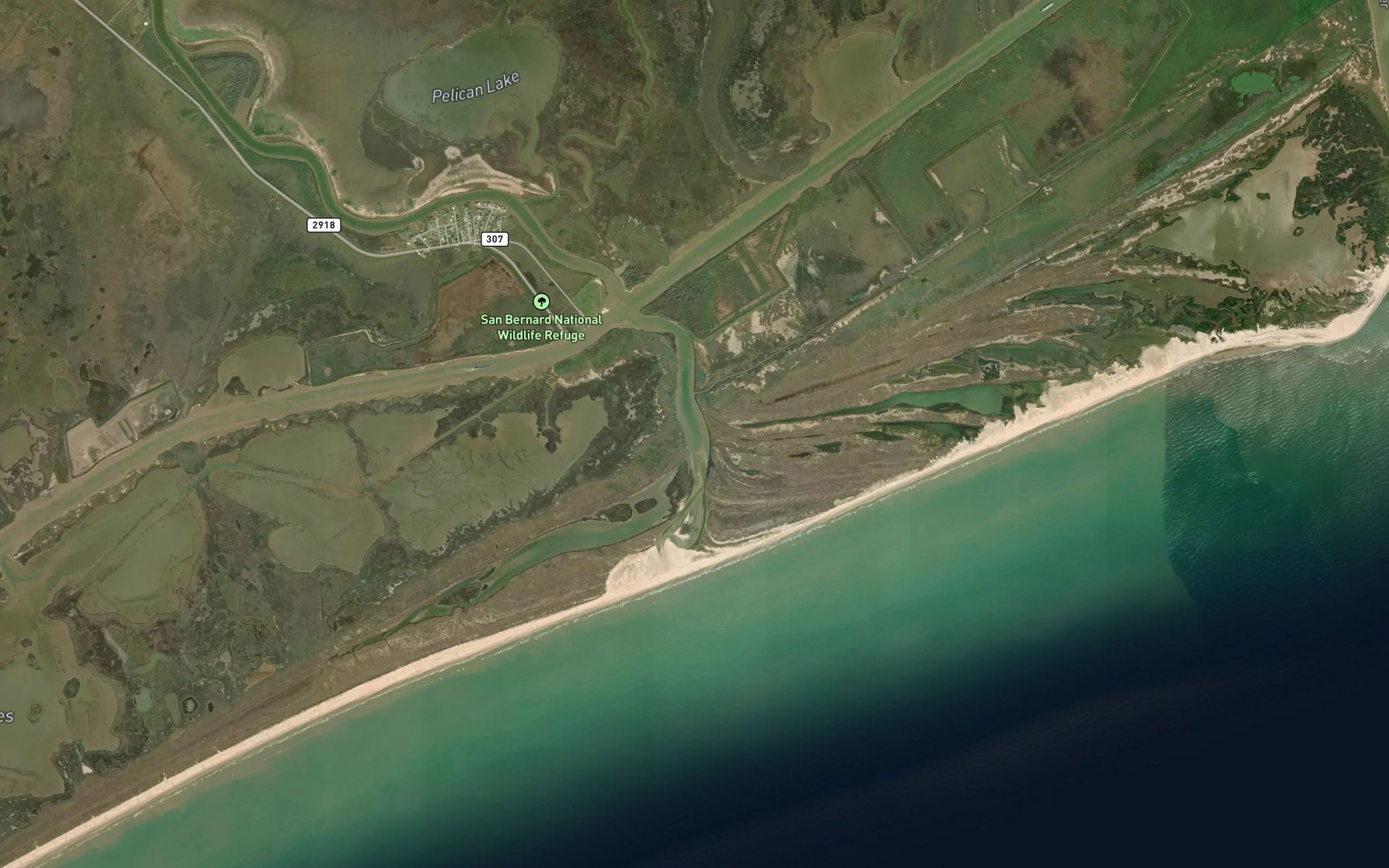 Satellite map of the San Bernard River