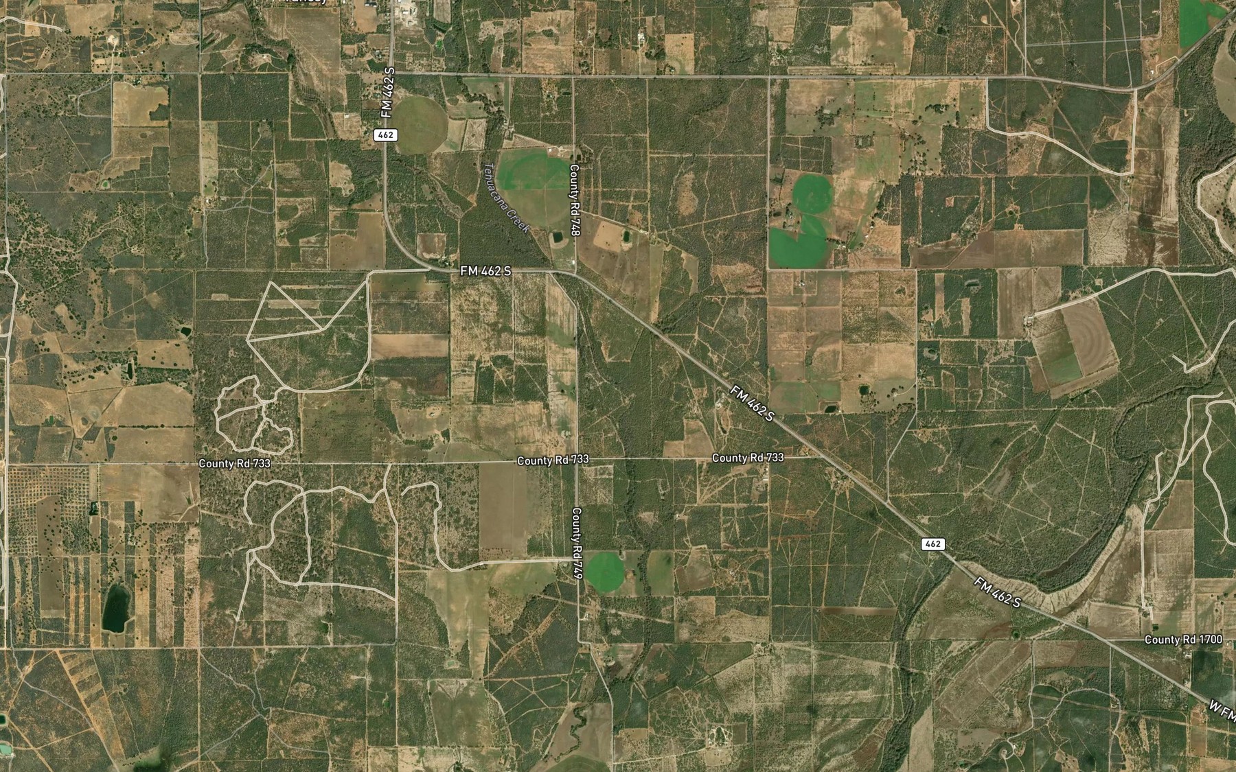 Satellite map of the East Tehuacana Creek