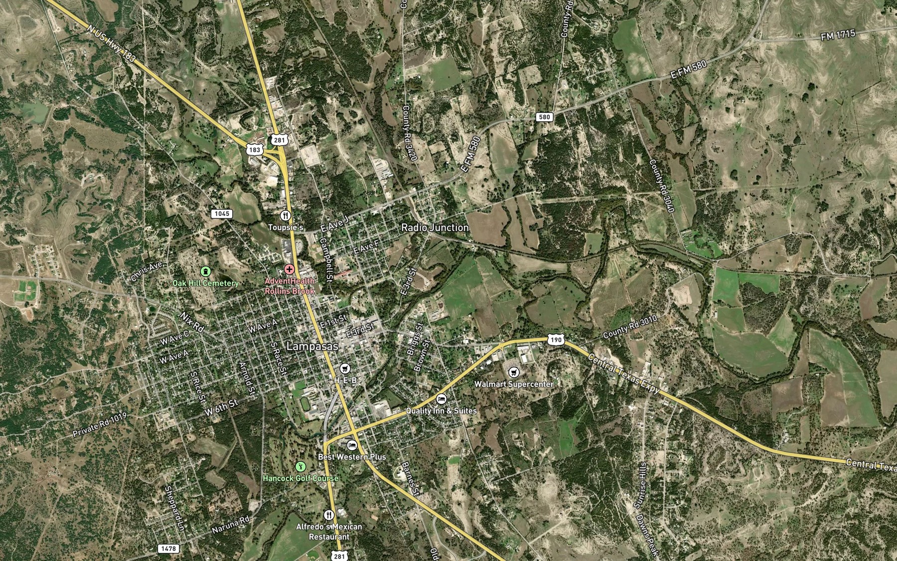 Satellite map of the Gibson Branch