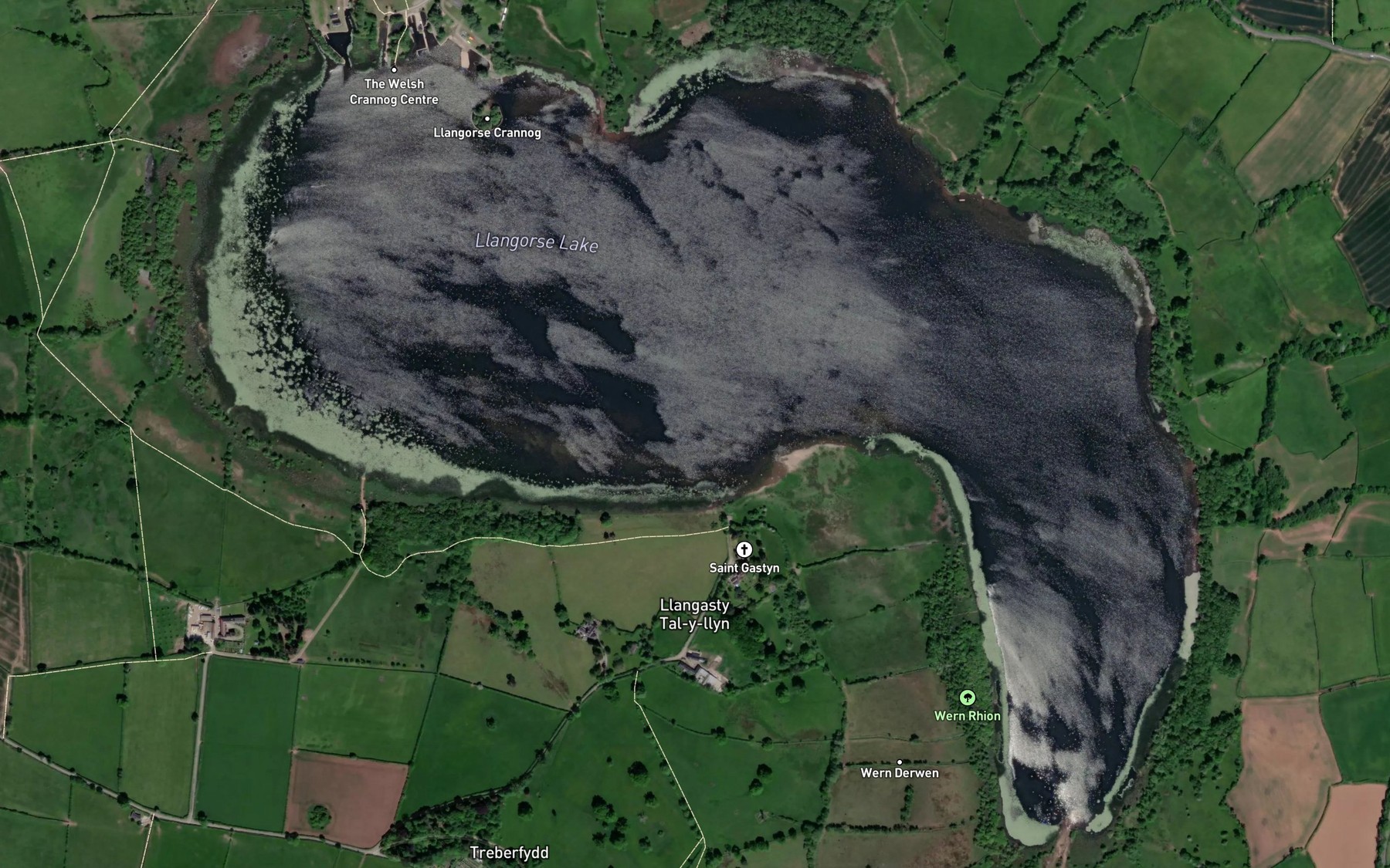 Satellite map of the Llangorse Lake
