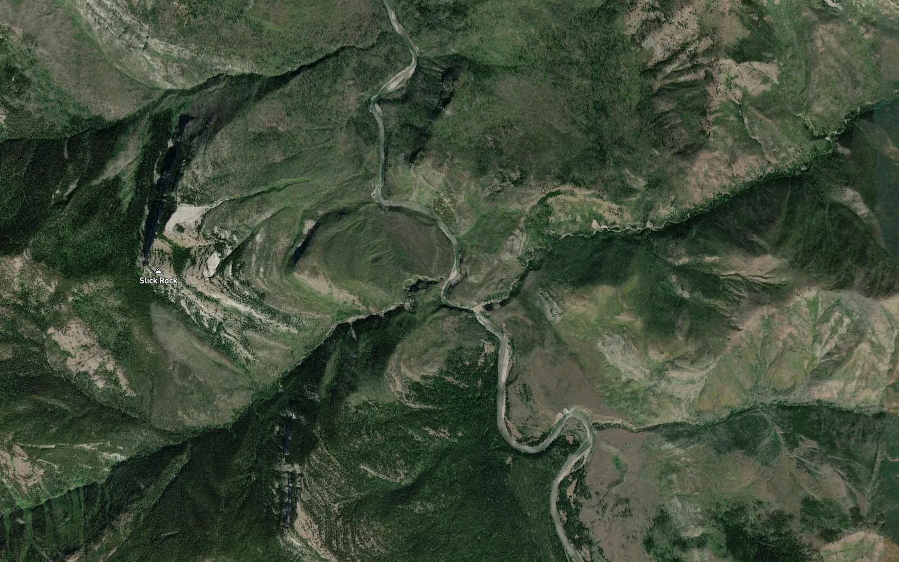 Satellite map of the Slick Creek