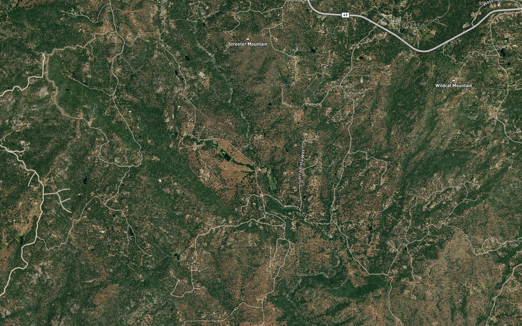 Satellite map of the Humbug Creek