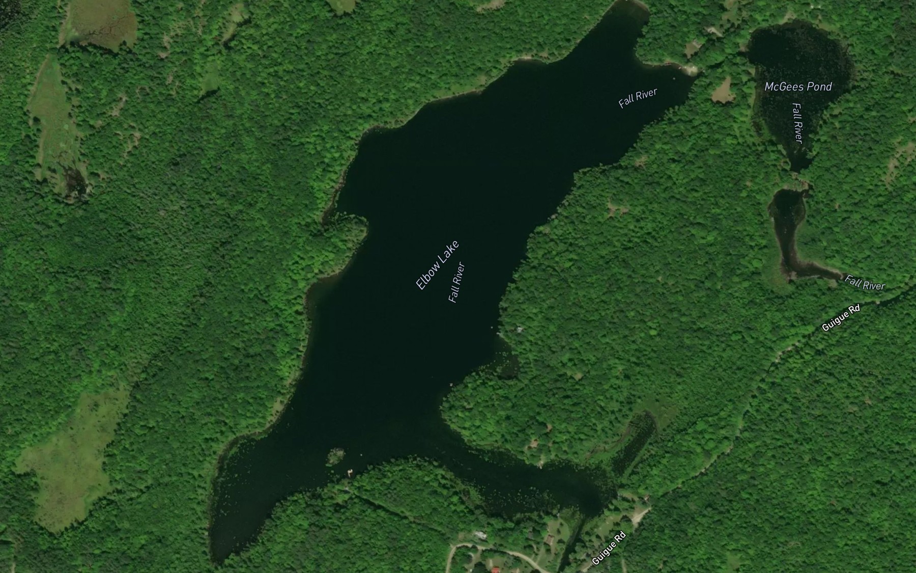 Satellite map of the Elbow Lake