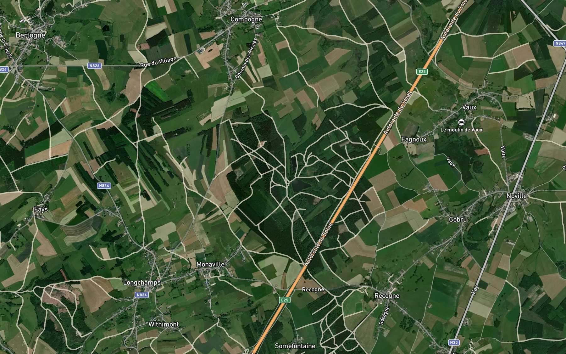 Satellite map of the Etang de Fazone