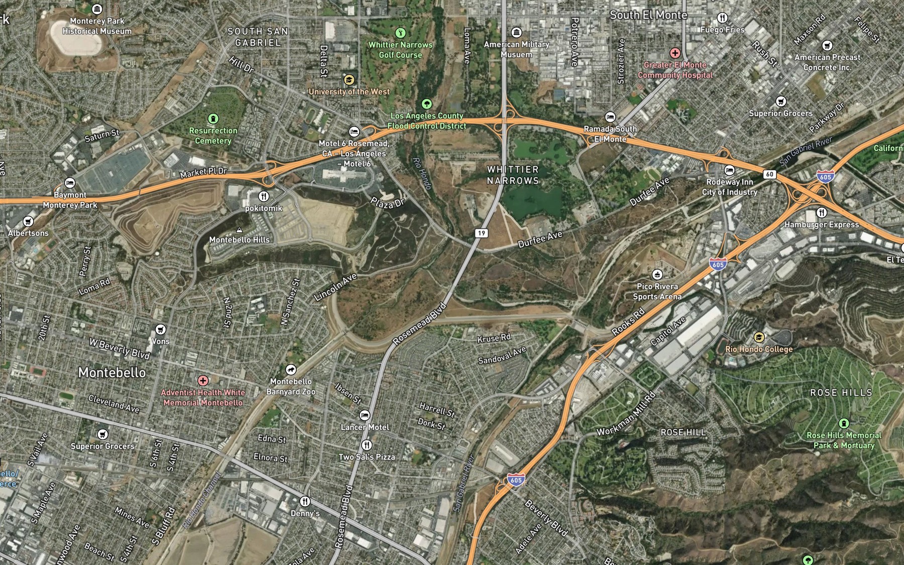 Satellite map of the Mission Creek