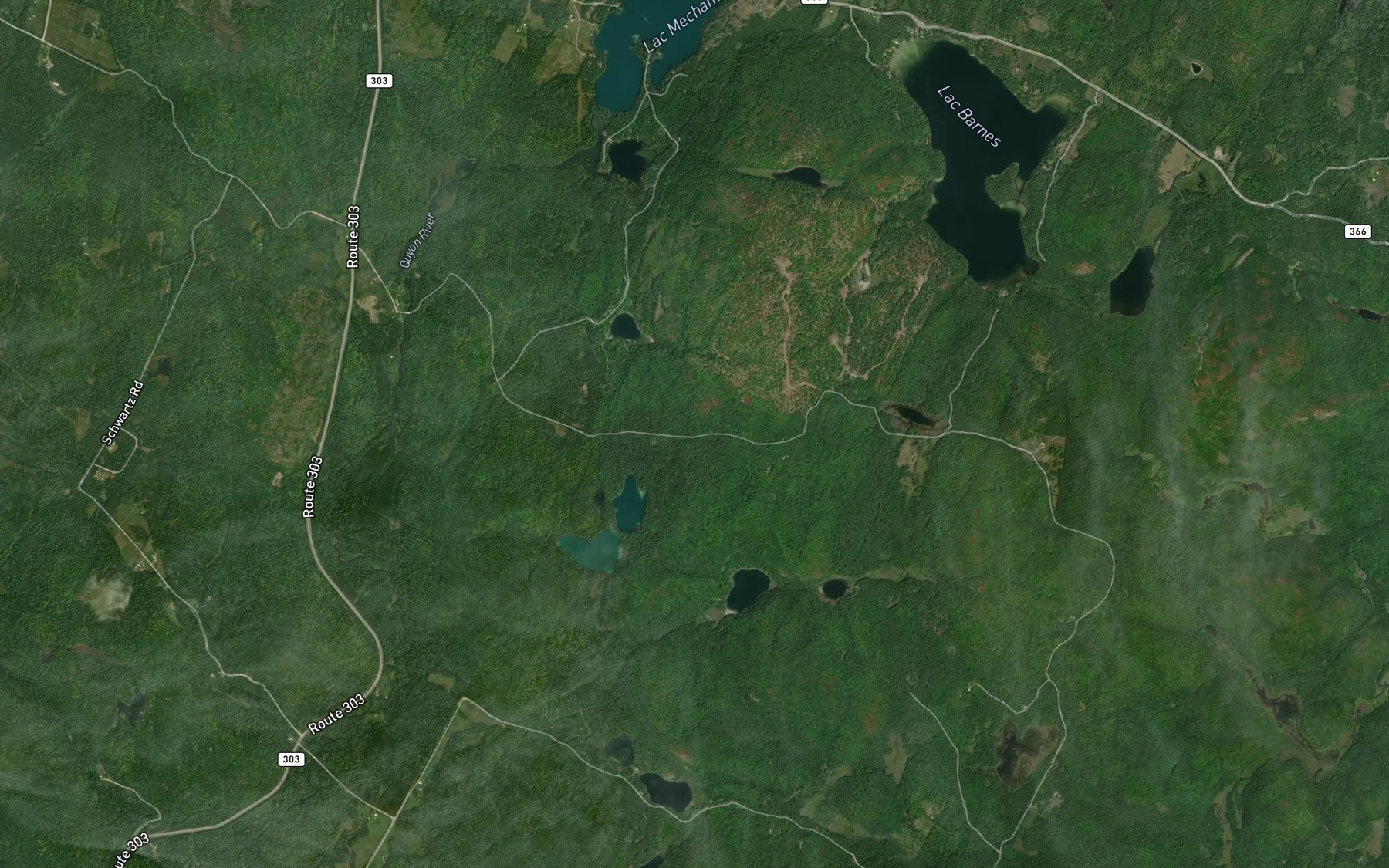 Satellite map of the Lacs a Touhey