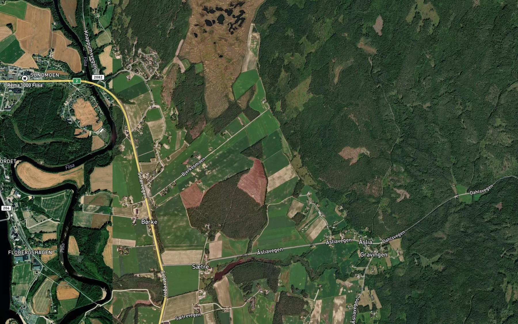 Satellite map of the Losmyrbekken